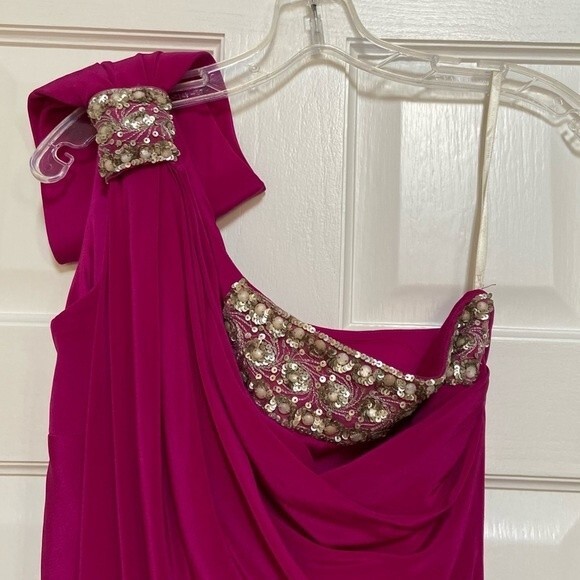 Marchesa Notte One Shoulder Silk Cocktail Mini Dress 4 - Picture 5 of 13